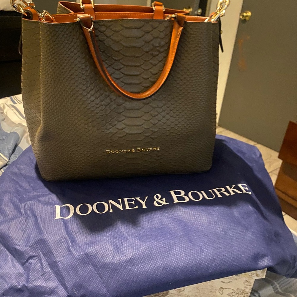 Dooney & Bourke Olive Green Leather Tote Bag